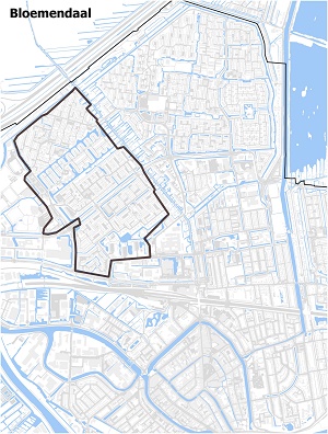 Kaart waarop Bloemendaal staat ingetekend