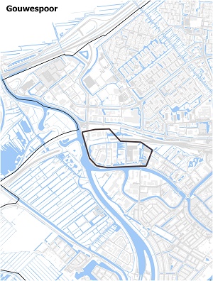Kaart waarop Gouwespoorstaat ingetekend