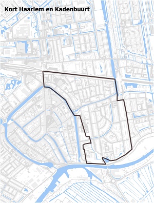 Kaart waarop Kort Haarlem en Kadenbuurt staan ingetekend