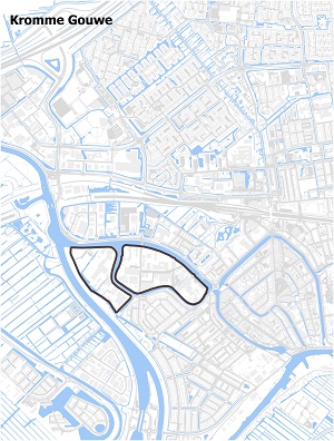 Kaart waarop Kromme Gouwe staat ingetekend