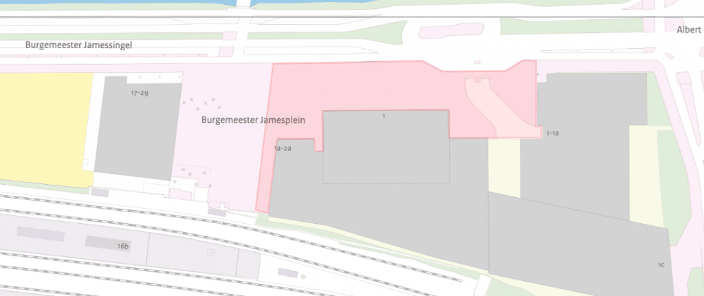 Kaart vanhet projectgebied. Het gaat om het gedeelte vanaf de ingang van Technolution tot de entree van het fietsendek. 