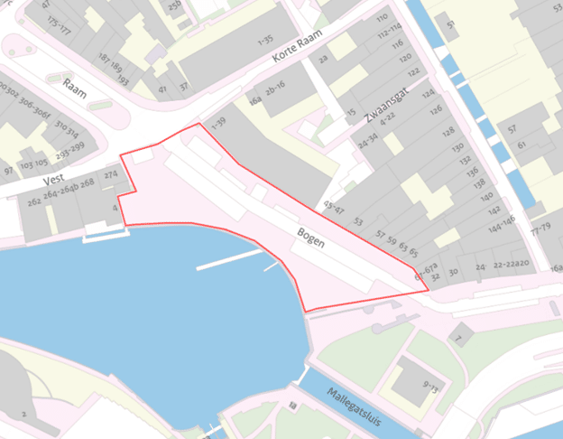Op de kaart staat het gebied dat we gaan groener gaan maken. Dit is het gebied de Bogen.