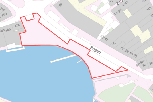 Op de kaart staat het gebied dat we gaan groener gaan maken. Dit is het gebied de Bogen.