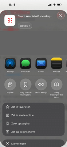Stap 4 voor een iPhone of iPad: Selecteer de optie 'Zet op beginscherm'.